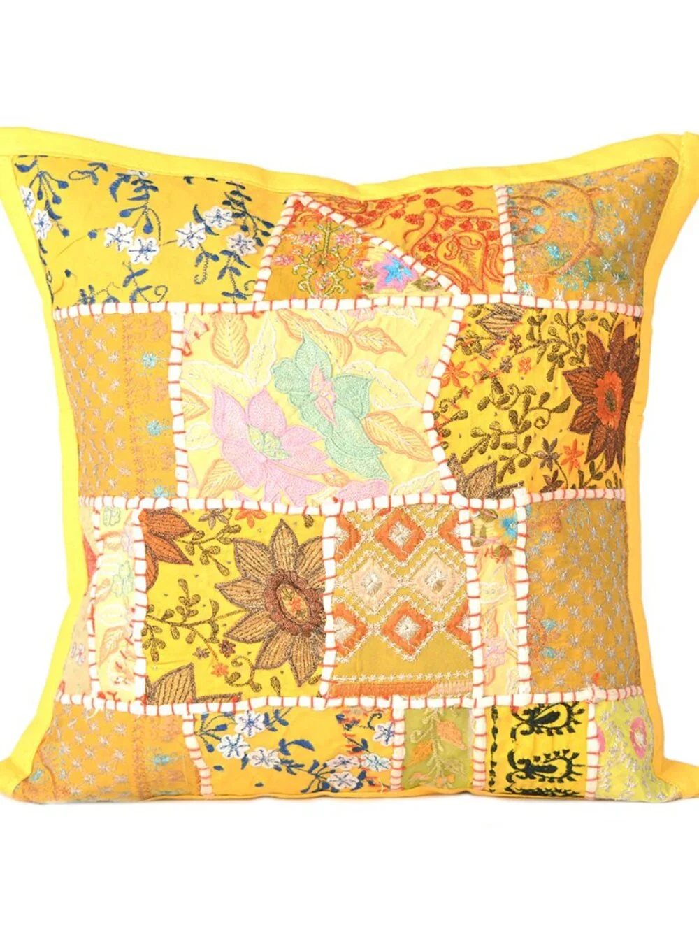 Oussum Pillow Cover Square Decor Cotton Yellow Cushion Cover Patchwork comfort